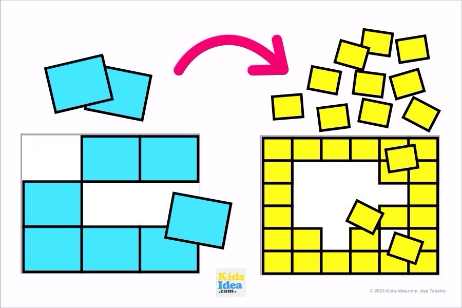 Illustration to cut apart pieces and increase the number ©︎2023 kids-idea.com